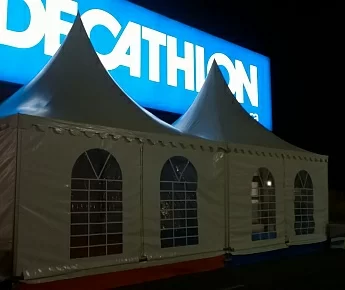 Semi-detached tents with "glass" windows Semi-detached tents with "glass" windows